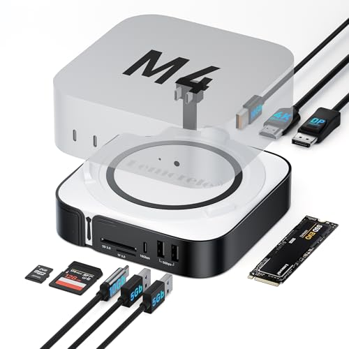 Lemorele 9-in-1 Mac mini M4 Dock, Dual 4K@60Hz HDMI 2.0 & DP 1.4