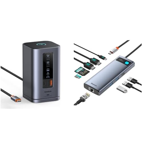 Baseus Spacemate Docking Station, 11-in-1 USB-C Dock for Windows Laptop,Baseus Laptop Docking Station Dual Monitor 9 in 1 USB C Hub up to 4K@120Hz with 2 HDMI