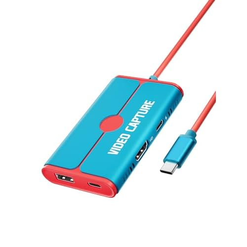 Lemorele USB‑C Video Capture Dock with HDMI Loop‑Out, 1080P@60Hz, 100W PD Charging, Plug and Play for Nintendo Switch/Steam Deck/Phones/Tablets, OBS Compatible