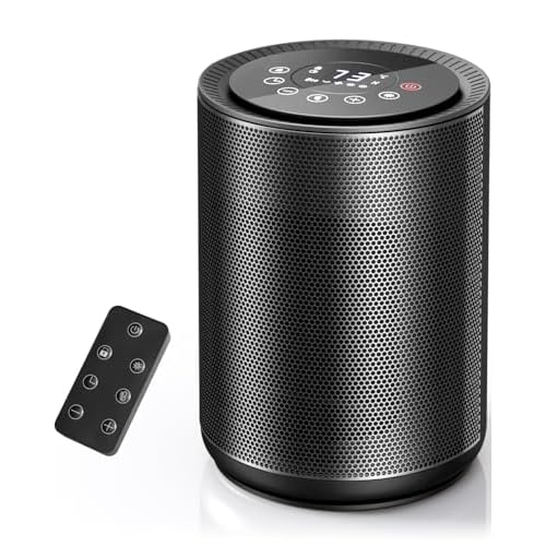 Electactic Space Heater for Indoor Use, Portable Electric Heater with Remote, Thermostat, Child Lock, Digital Display, 24H Timer, 4 Modes, 1500W PTC Fast Heating Ceramic for Office Bedroom