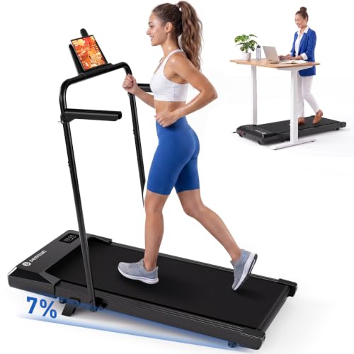 DeerRun Under Desk Walking Pad Treadmill for Home Office & Small Spaces, 6% Manual Incline, 0.6–3.8 MPH Walking Speed, 2.5 HP, 300 lb Capacity, App & Remote Control Onyx Black
