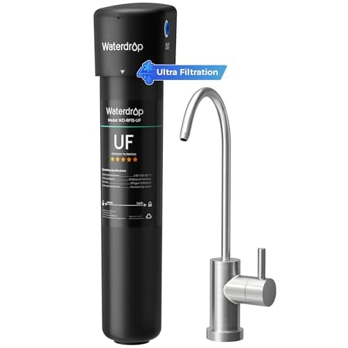 Waterdrop 15UB-UF 0.01 &mu;m Ultra Filtration Under Sink Water Filter System | Reduces Lead, Chlorine, Bad Taste & Odor, with Dedicated Brushed Nickel Faucet, 2 Years
