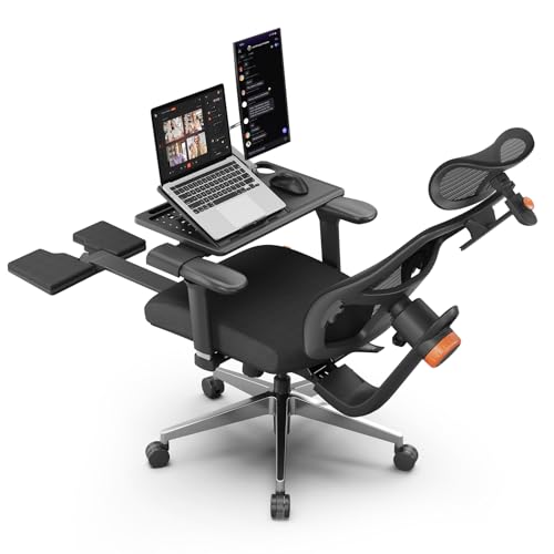 Newtral Ergonomic Office Chair with Laptop Tray, Auto-Tracking Adaptive Lumbar Support, 4D Armrest & 5D Adaptive Headrest, High Back Mesh Desk Chair with Footrest, 136&deg; Recline, Home Office Gaming