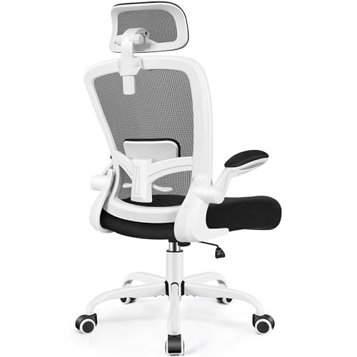 FelixKing Ergonomic Office Chair, Headrest Desk Chair with Adjustable Lumbar Support, Home Office Swivel Task Chair with High Back and Armrest, Adjustable Height Gaming Chair (White)