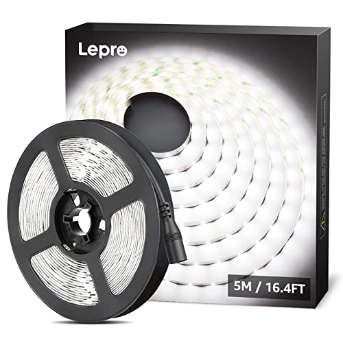 Lepro 12V LED Strip Light, Flexible, SMD 2835, 16.4ft Tape Light for Home, Kitchen, Party, Christmas and More, Non-Waterproof, Daylight White(Not Include Power Adapter)