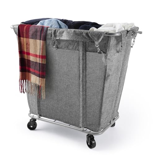 PLKOW 320L Rolling Laundry Cart with Wheels, Grey | Waterproof Oxford bags, sturdy steel frames, and swivel casters support easy laundry sorting, storage, and transport