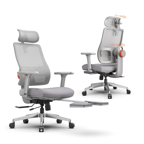 Newtral Ergonomic Office Chair, Auto-Following Lumbar Support, 5D Headrest & 4D Armrest, High Back Mesh Desk Chair with Footrest, 136&deg; Tilt Lock,330lbs Capacity for Home Office Gaming