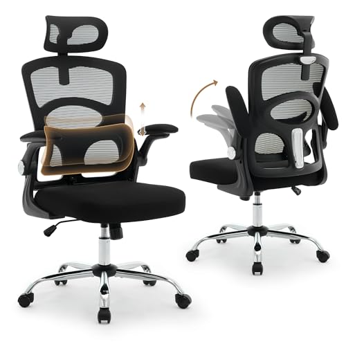Garvee Office Chair Ergonomic Desk Chair - Home Mesh Office Desk Chair with Wheels, High-Back Computer Gaming Chair with Adjustable Headrest, Rolling Swivel Task Chairs for Home, Office, Gaming Room, Black