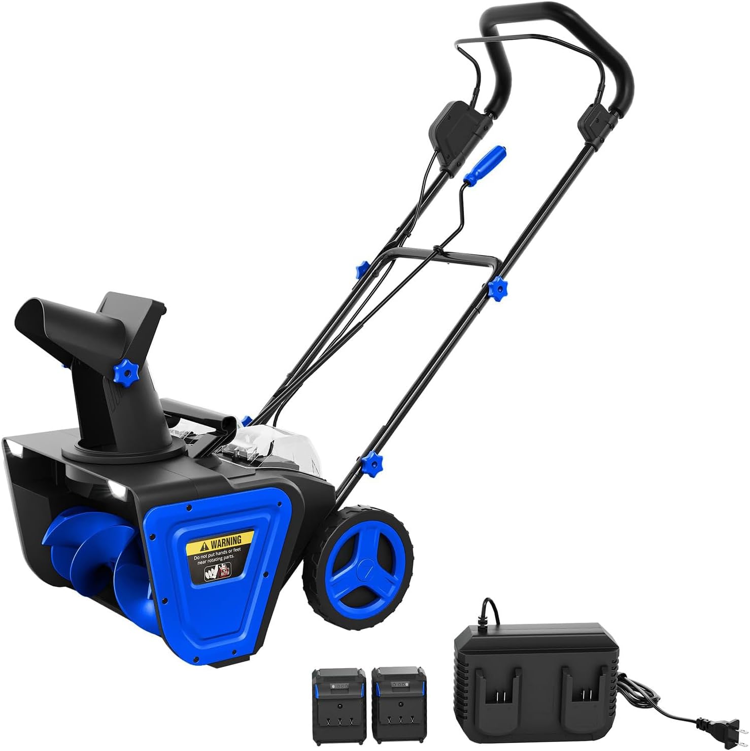 Garvee Cordless Snow Blower, Electric Self-Propelled Battery Snow Blower with 2X 20v Battery, Clears 20" Wide, 12" Deep Snow, 180° Rotating Chute, LED Lights for Winter Storm for Sidewalk and Driveways, Blue