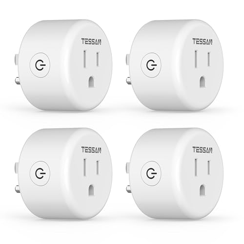 TESSAN WiFi Smart Plug, Wireless Timer Outlet 4‑Pack | Works with Alexa & Google Assistant, APP Remote Control, 2.4G WiFi, No Hub Required
