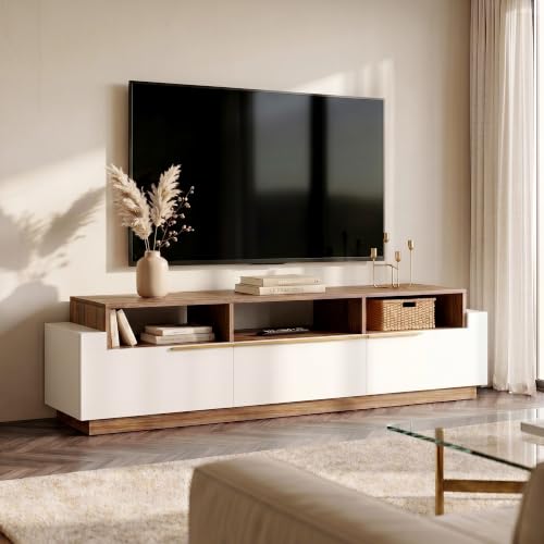 BELLEZE Broadway 70" TV Stand TV Stand & Entertainment Center - White