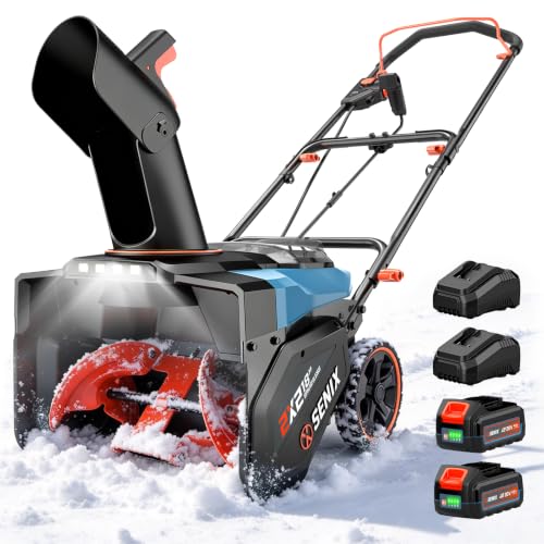 SENIX 40V 18'' Cordless Snow Blower with 2 x 4.0Ah Batteries, Steel Auger