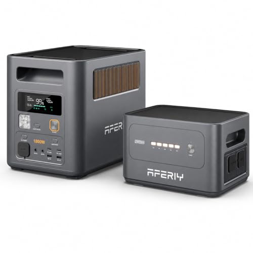 AFERIY Portable Power Station with 2048Wh Expansion Battery, 3072Wh Total Capacity, Expandable to 5120Wh, 1800W (Peak 3600W), <10ms UPS Backup, LiFePO4 Battery for Home Backup, RV, Camping