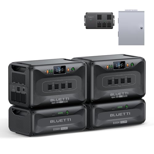 BLUETTI Solar Generator 2 Apex 300 & 2 B300K with SolarX 4K, 11kWh LFP Battery Backup with 12 7680W AC Outlets, 120V/240V Dual Voltage Output, Ultimate Modular Power for RV, Home and Off-Grid Living