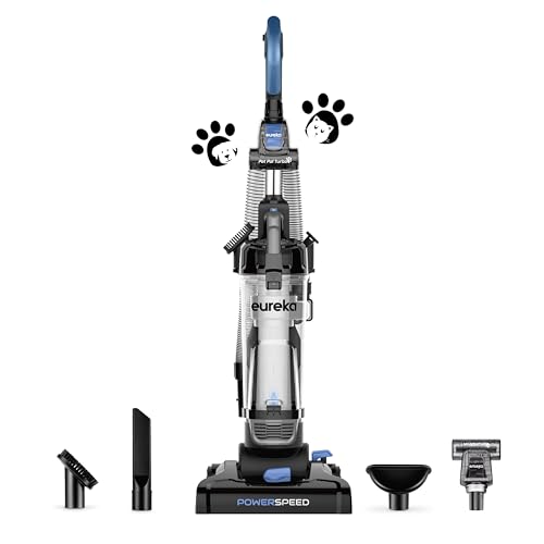 Eureka Upright Vacuum Cleaners, PowerSpeed Lightweight, NEU181A | Pet Hair, Carpet & Hard Floor, 2.6L Dust Cup, Pet Turbo Brush, Crevice & Upholstery Tools, Bagless, Blue