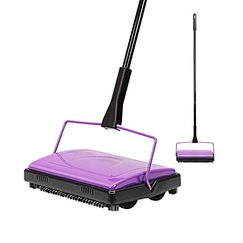 Yocada Carpet Sweeper Cleaner Manual Household Sweeper Lightweight | Hand Push Non-Electric for Home Office Low&Undercoat Carpets Rugs Pet Hair Dust Scraps Paper Rubbish Cleaning with a Brush